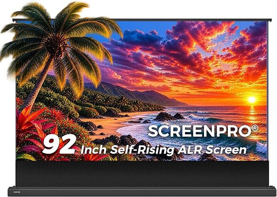 92" Floor Rising ALR UST Screen, Motorized, RF Remote, 16:9 4K