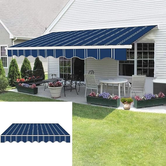 Retractable Awning Waterproof Fabric Replacement for Patio Sun Shade Cover Patio Awning Fabric Replacement Canvas for Window Door Market Patio Covers for Shade and Rain Without Frame
