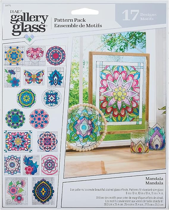 Gallery Glass Stained Glass Pattern Set, Mandala 3 Piece Pattern Set Perfect for Stained Glass DIY Arts and Crafts, 19771
