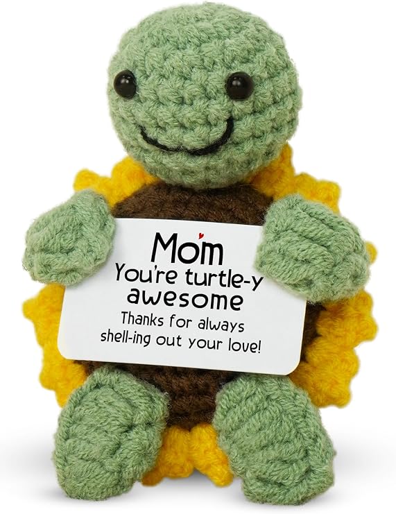OASSIE Gifts for Mom from Daughter Son - Positive Crochet Turtle Sunflower