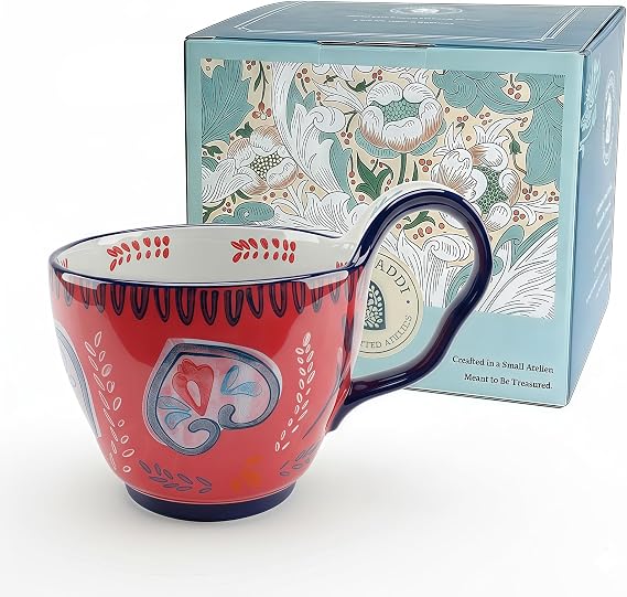 20oz Hand-Painted Porcelain Soup Bowl with Handle, Cup Only