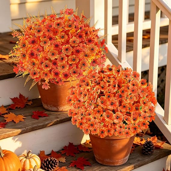 40PCS Artificial Fall Flowers for Outdoors