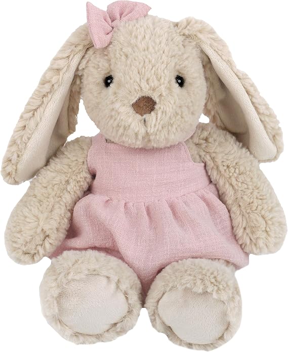 MON AMI Bettie Bunny Stuffed Animal for Toddlers | 12 Inch Soft Rabbit Plush Toy in Pink Dress with Bow | Cuddly Easter Bunny Plushie, Nursery Room Decor, Easter Basket Stuffer, Sweet Gift for Kids