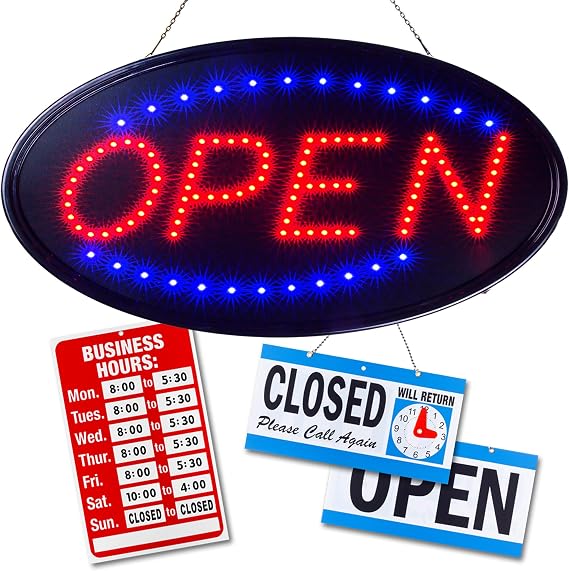 Open Sign for Business, Bright Oval Neon-Style LED Sign
