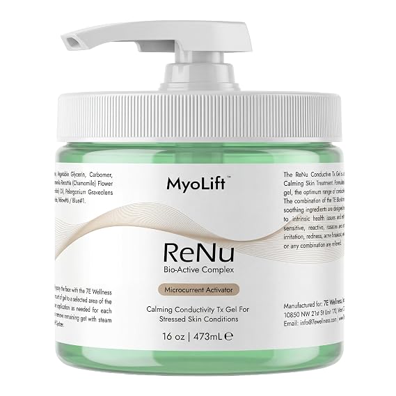 7eWellness Myolift ReNu Conductive Gel for Microcurrent, Renu Microcurrent Conductive Gel for Face Dry Skin (16oz / 473 ml)