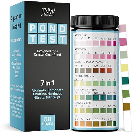 JNW Direct Pond Water Test Kit for Ponds - 7 in 1 Test Strips [50 Pack]