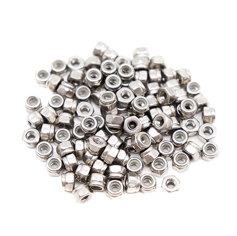 100pcs M2 x 0.4mm 304 Stainless Steel Nylock Self Locking Nuts