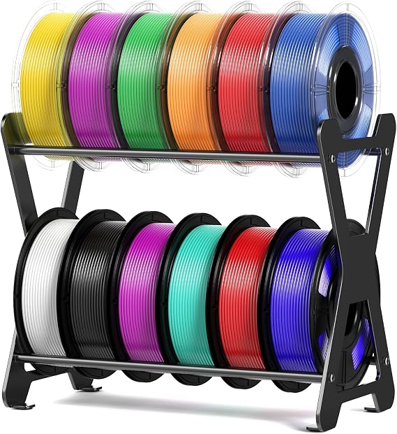 3D Filament Storage Rack, Desktop 3D Printer Filament Organizer, Rolling 3D Filament Spool Holders Racks,Tabletop, 2-Tier Storage Shelves for 3D Printing Business, Studio, Office Workshop
