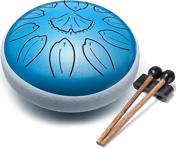 Steel Tongue Drum 6 Inch 11 Notes Musical Instrument, Rain Drum Style Gift