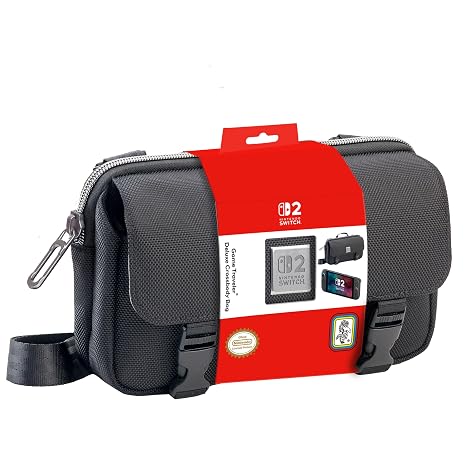 Game Traveler R.D.S. INDUSTRIES, INC Deluxe Licensed Crossbody Bag Designed for Nintendo Switch, Nintendo Switch 2, OLED, Black Horizontal (MC17)