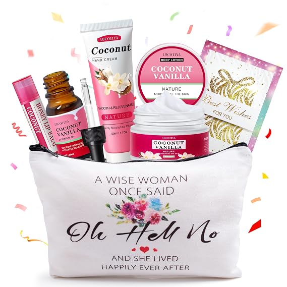 Gifts for Women, Birthday Gifts Friendship Gift for Women, Travel Size Coconut Vanilla Spa Gift for Her Mom Sister Friends, Unique Gift Set Ideas for Woman