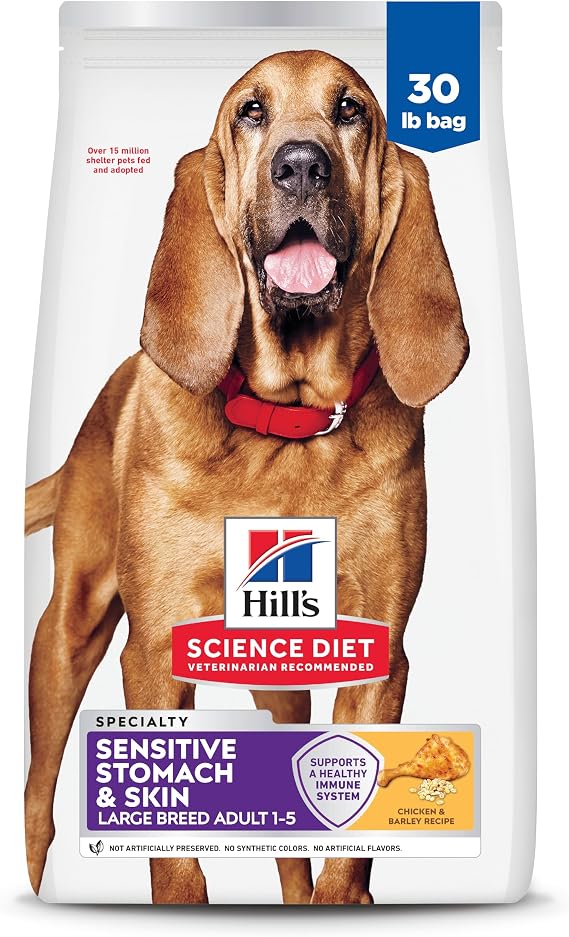 Hill's Science Diet Sensitive Stomach & Skin Large Breed Dry Dog Food | #1 Veterinarian Recommended, Adult Formula, Chicken Recipe, 30 lb. Bag