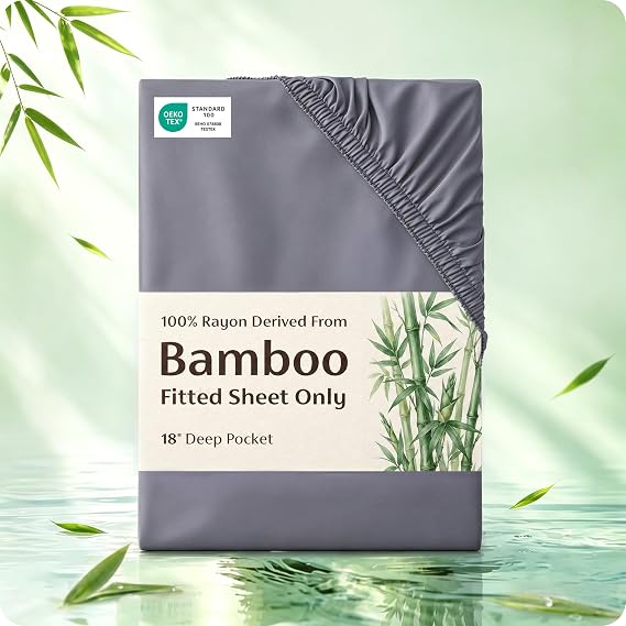 Bedsure PureWoven Queen Fitted Sheet Qnly, 100% Rayon Derived from Bamboo