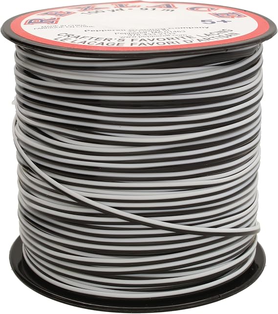 Rexlace Flat Plastic Lacing – Latex-Free Boondoggle Braiding Lanyard, Black and White, 0.092" Wide, 0.035” Thick, 100 Yards (91 Meters)