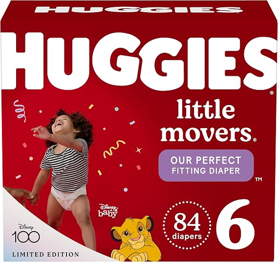 Huggies Little Movers Baby Diapers, Size 6 (35+ lbs), 84 Ct