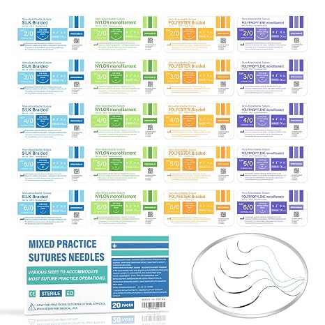 Suture Practice Thread and Needles for Medical Students Training Only (20Mixed)