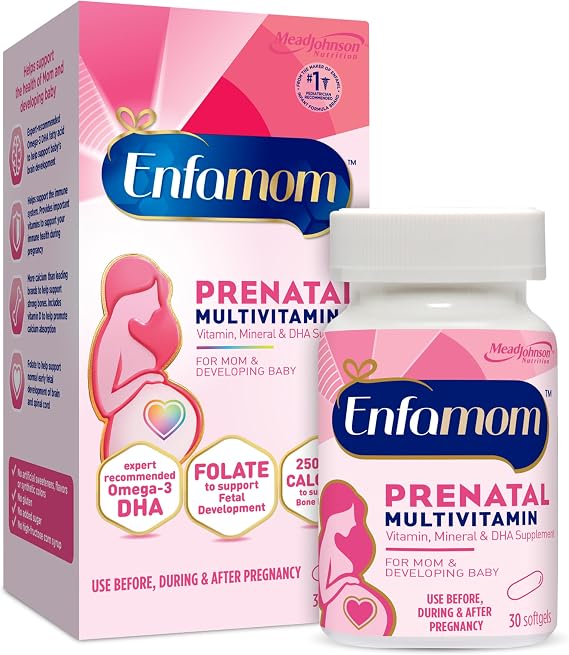 Enfamom Prenatal Vitamin Supplement for Pregnant and Lactating Women from Enfamil, 30 Softgels, Omega-3 DHA + Folate + Calcium