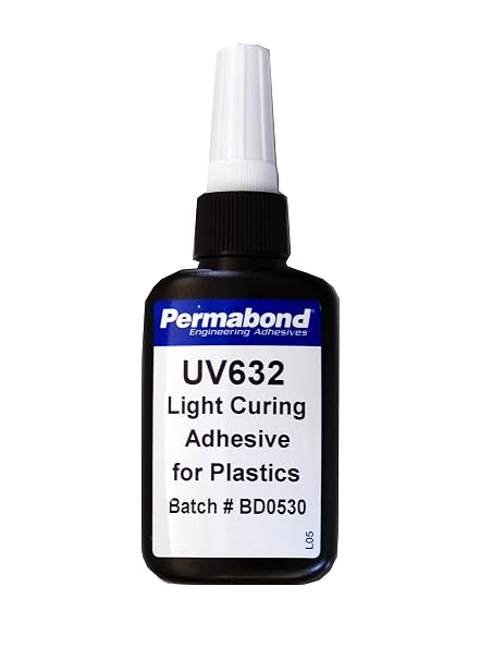Permabond UV632 Low Viscosity Thin UV Glue Optimized for Acrylic Plastics, Also Great for Glass and Other Plastics