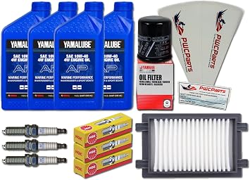 YAMAHA 2016+ TR-1 VX Cruiser Deluxe/ 2025+ Jet Blaster 2-Up 3-Up Oil Change Maintenance Kit w/NGK Spark Plugs & PWCParts Replacement 6EY-14451-00-00 Air Filter