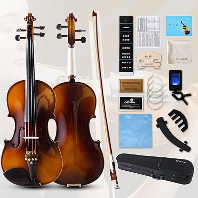 Violin 44 Full Set,Beginner Violin for Adults,Kids,Students,44 Violin with spruce,maple and ebony accessories,Full Size Violin with 10 pieces for Beginner Ages 11,Professional Performers Retro-A