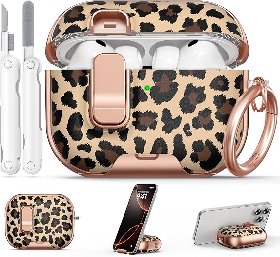 for AirPods Pro 3 Case 2025 with Safety Lock - Leopard Print