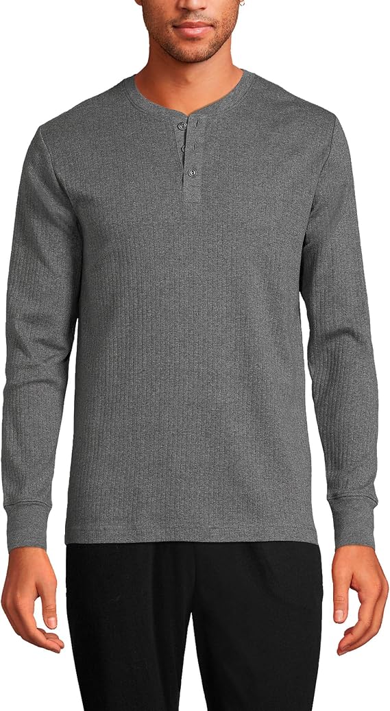 Lands' End Men's Knit Rib Pajama Henley