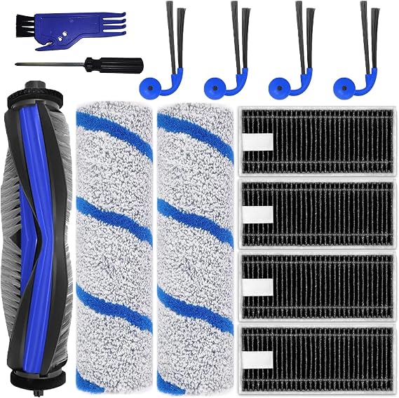 X11 OmniCyclone accessories for Ecovacs Deebot X11 OmniCyclone replacement parts set, Main Brush, 2 Roller Mop, 4 Side Brushes, 4 HEPA Filters, 2 Tools