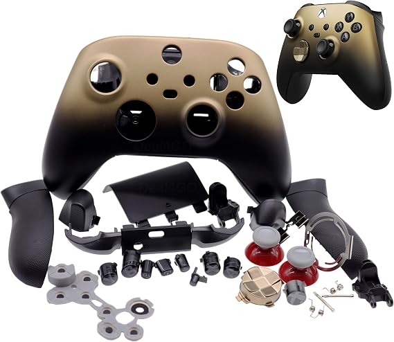 Deal4GO Full Housing Shell Cover kit w/Button Thumbstick Trigger Bumper Replacement for Xbox Series X|S Controller (Gold Shadow Special Edition)