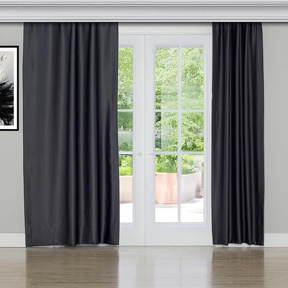 Gauze Fabric Design Blackout Background Curtain with Anthracite Dimming Feature 100 x 260