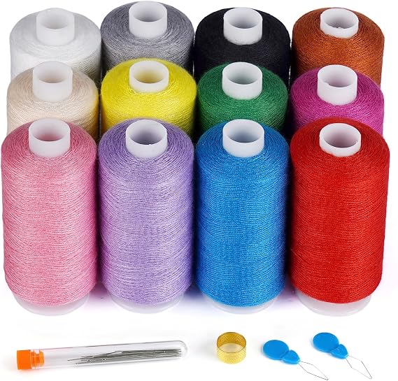 12 Colors Sewing Thread, 700 Yards Thread for Sewing | Hilos para Coser, Polyester All Purpose Thread for Beginners, Hand Stitching, Quilting, Travel, Sewing & Embroidery