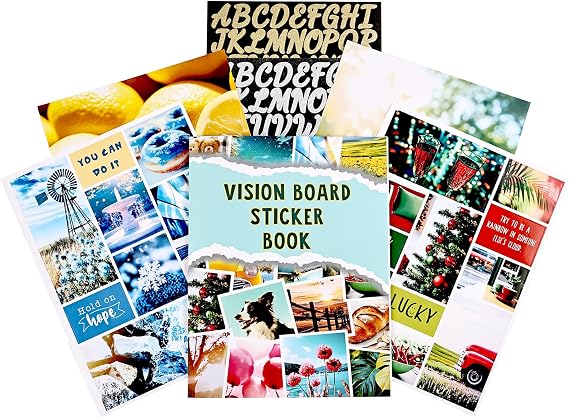 Diuhofart 2026 Vision Board Sticker Book - 300+ Peel & Stick Landscape Images with Metallic Letters, Complete Vision Board Kit & Supplies for Women Men, Dream Board Magazine for Goal Setting