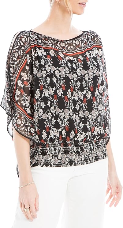 Max Studio Women's Georgette Split Sleeve Poncho Blouse