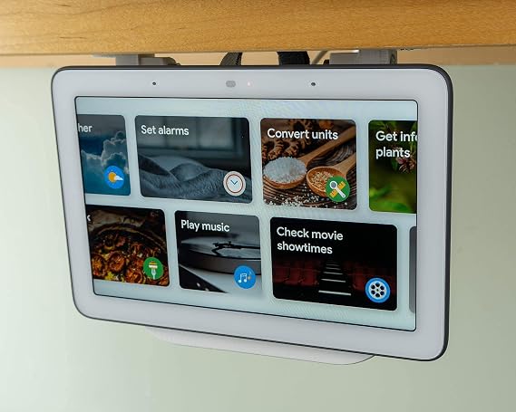Google Nest Hub Ev Mutfak Dolap Altı Montaj Braketi | Tüm Donanım Dahildir (Beyaz)