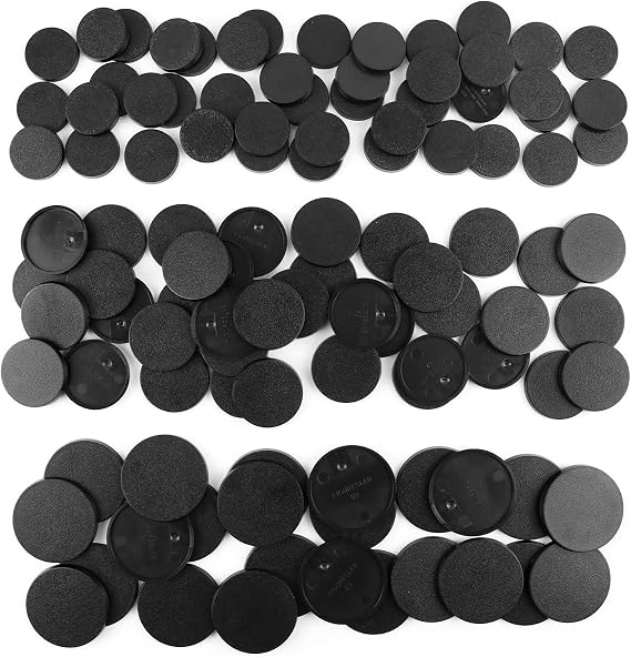 100PCS Miniature Bases with 120PCS Adhesive, 25mm 32mm 40mm Mix Black Round Plastic Model Bases for Gaming Miniatures or Wargames Boardgaming Table Games