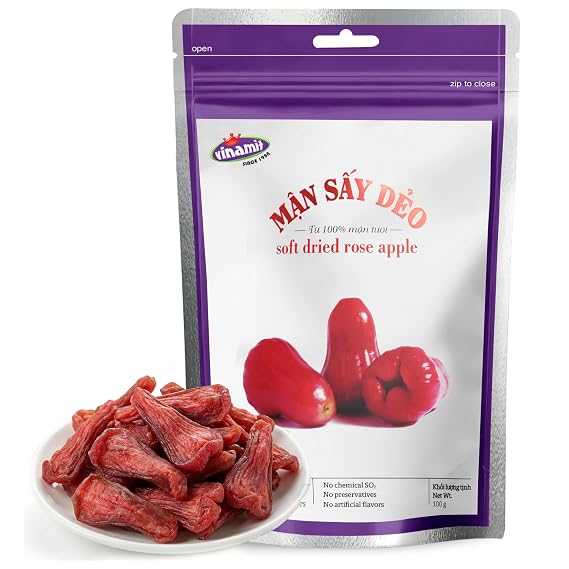 Vinamit Soft Dried Rose Apple 3.5oz, Floral Sweet-Tart Tropical Fruit