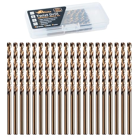(20PCS) 3/32" Cobalt Drill Bit, HSS M35 Metal Drill Bits for Steel, Stainless Steel, Cast Iron, Hard Plastic and Wood