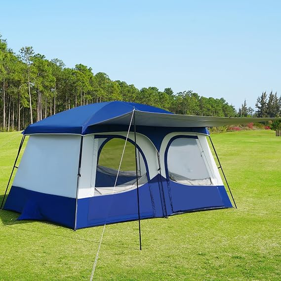 Vidalido Tents,6-8 Person Camping Tent with Extended Vestibule,2 Room Weather Resistant Family Tents,Easy Install Waterproof Outdoor Tent for Backpacking and Camping Hiking