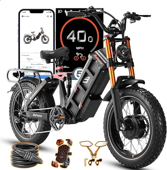 2026 eAhora Juliet Pro 2 Electric Bike for Adults, Peak 5400W Dual Motor, 43Mph, 60V 70Ah Battery for 220 Miles Range, 20" Fat Tires, APP, Commuting & Delivery