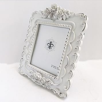 Picture Frame 3x3.5 Rectangular. White with Black Edges. Resin Frame Creativity Design.