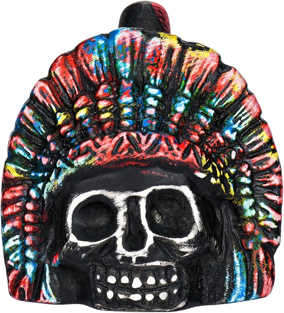 Aztec Death Whistle, death whistle, Traditional Skull Design, Tie-Dye Rainbow Pattern, 125+ Decibels