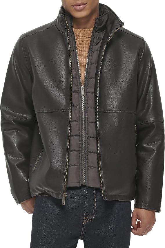 DOCKERS Men's The Dylan Faux Leather Racer Jacket