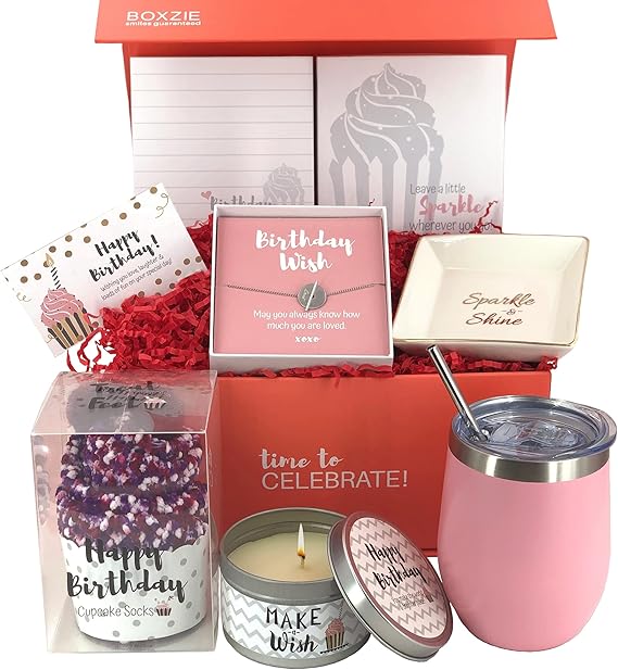 Birthday Gifts for Women - Gift Box Basket w/Unique Womens Gifts for Mom Daughter Sister Wife Her Best Friend Girlfriend Mother - Happy Birthday Gift Set Female Presents