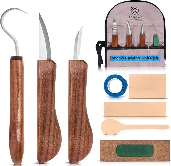 Schaaf Tools 3-pc Beginner Wood Carving Kit for Whittling and Spoon Carving