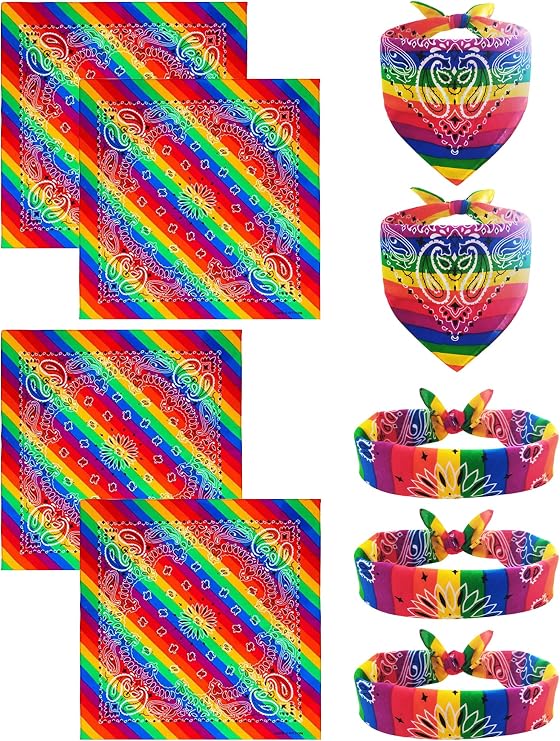 Mayam Llxieym Rainbow Bandanas Gay Pride LGBTQ Bandana Headband Hippie Bandana Square Scarf for Party and Daily Wear