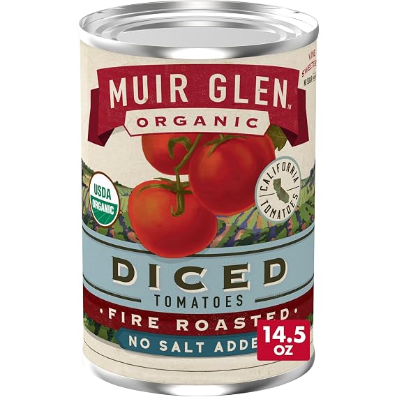 Muir Glen Organic Diced Fire Roasted Tomatoes, No Salt Added, 14.5 oz