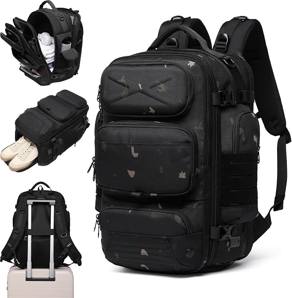 Travel Backpack for Men, Travel Backpack Carry on Flight Approved, Expandable Extra Large Travel Laptop Backpack (Camouflage, L:35)