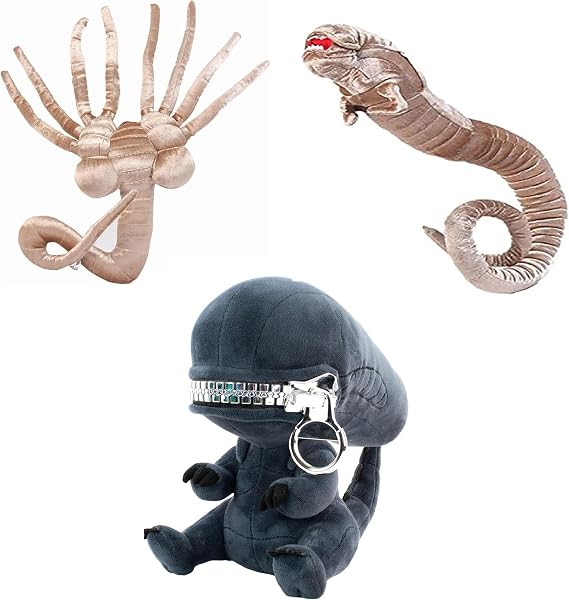 Alien Plush Toy Prometheus Stuffed Animal for Fans of The Classic Horror Film - Get Your Claws on The Scariest Softie (3 Pack), Medium