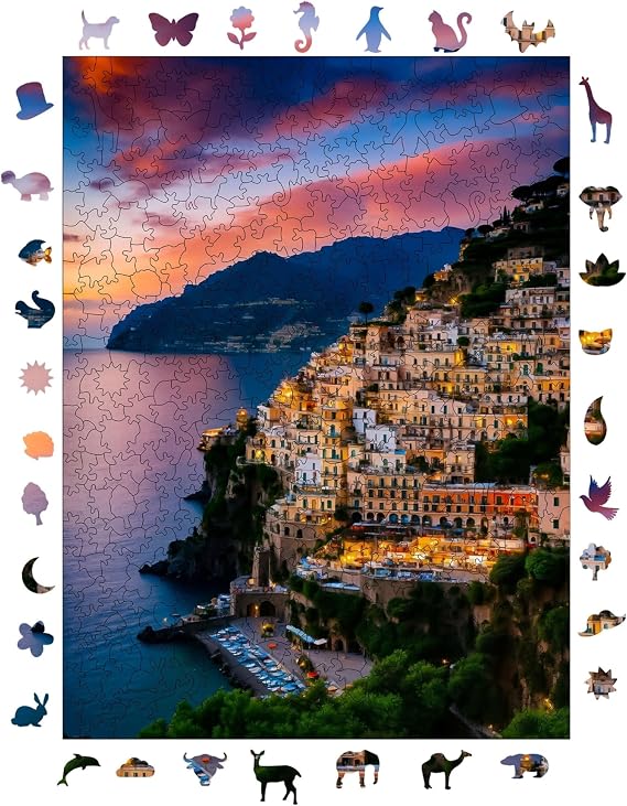 Ahşap Puzzle Yetişkin - Amalfi Kıyıları - 450 Parça, 29 x 39 cm - Yapıştırıcı Folyo Dahil - Benzersiz Şekilli Parçalar & Özel Figürler - R1-05