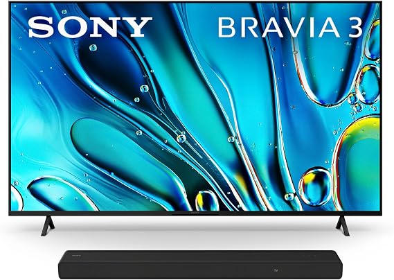 Sony 55 Inch 4K Ultra HD TV BRAVIA 3 LED Smart Google TV with Dolby Vision HDR and Exclusive Features for PlayStation5 (K-55S30), 2024 Model HT-A3000 3.1ch Dolby Atmos Soundbar