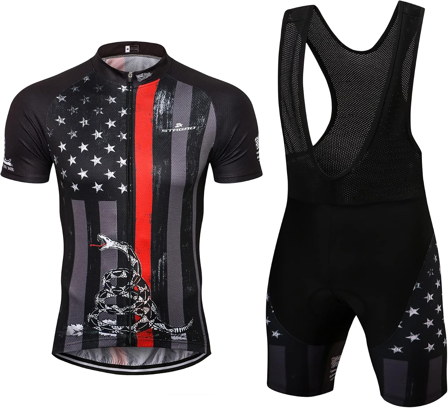 Strgao Mens Cycling Jersey Sets Bike Short Sleeve kits with Bib Shorts Padded Mountain Biking suits Outfits Quick-Dry